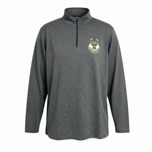 NBA Milwaukee Bucks Shirt Mens XL UNK 1/4 Zip Pullover Mock Neck Long Sleeve